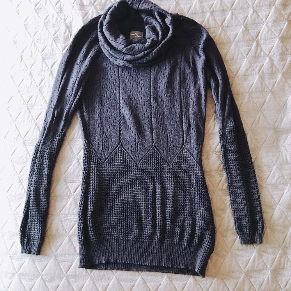 Market & Spruce navy blue cowl knit sweater